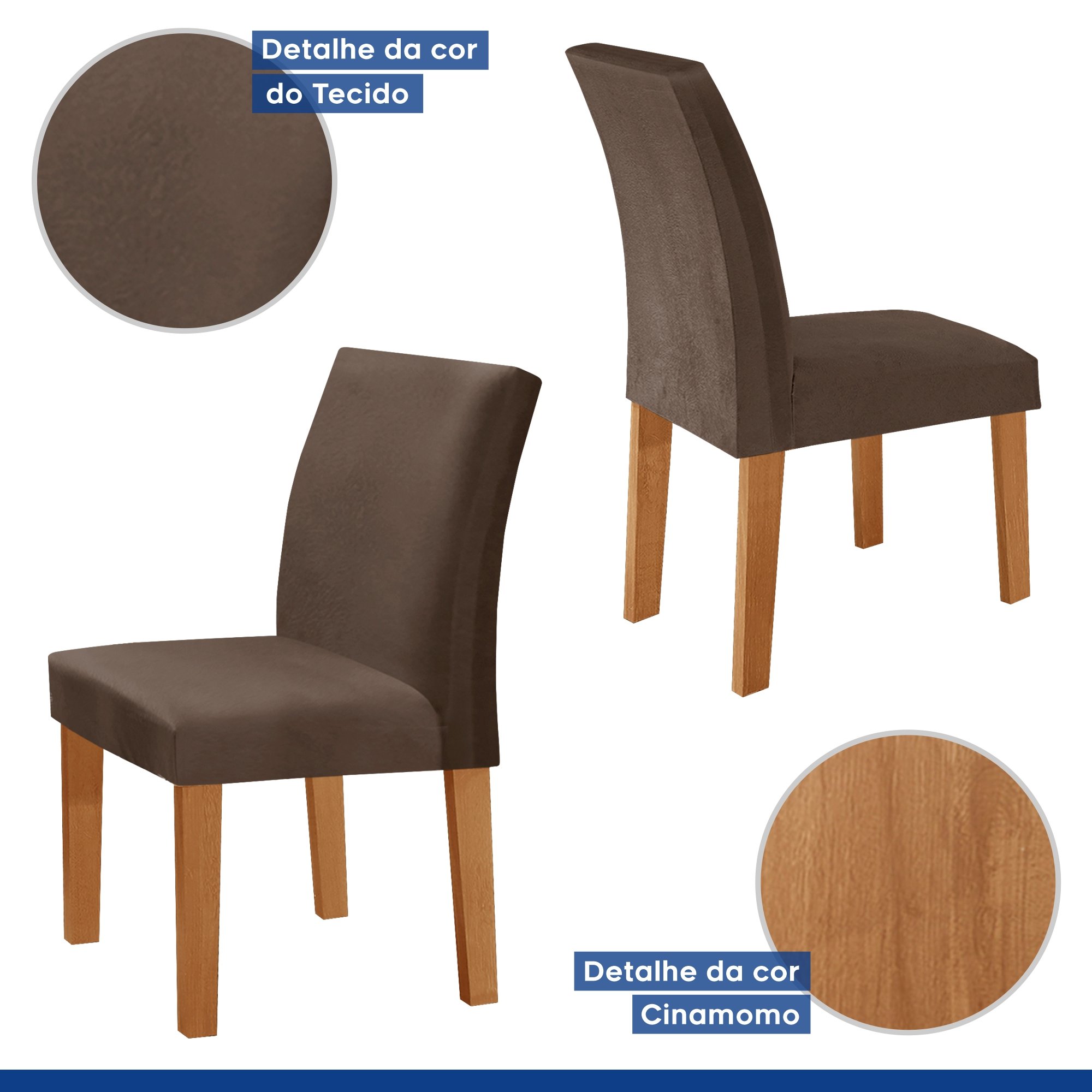 Conjunto Sala de Jantar Mesa 120x80cm Tampo MDF/Vidro com 4 Cadeiras Espanha Yescasa - 6