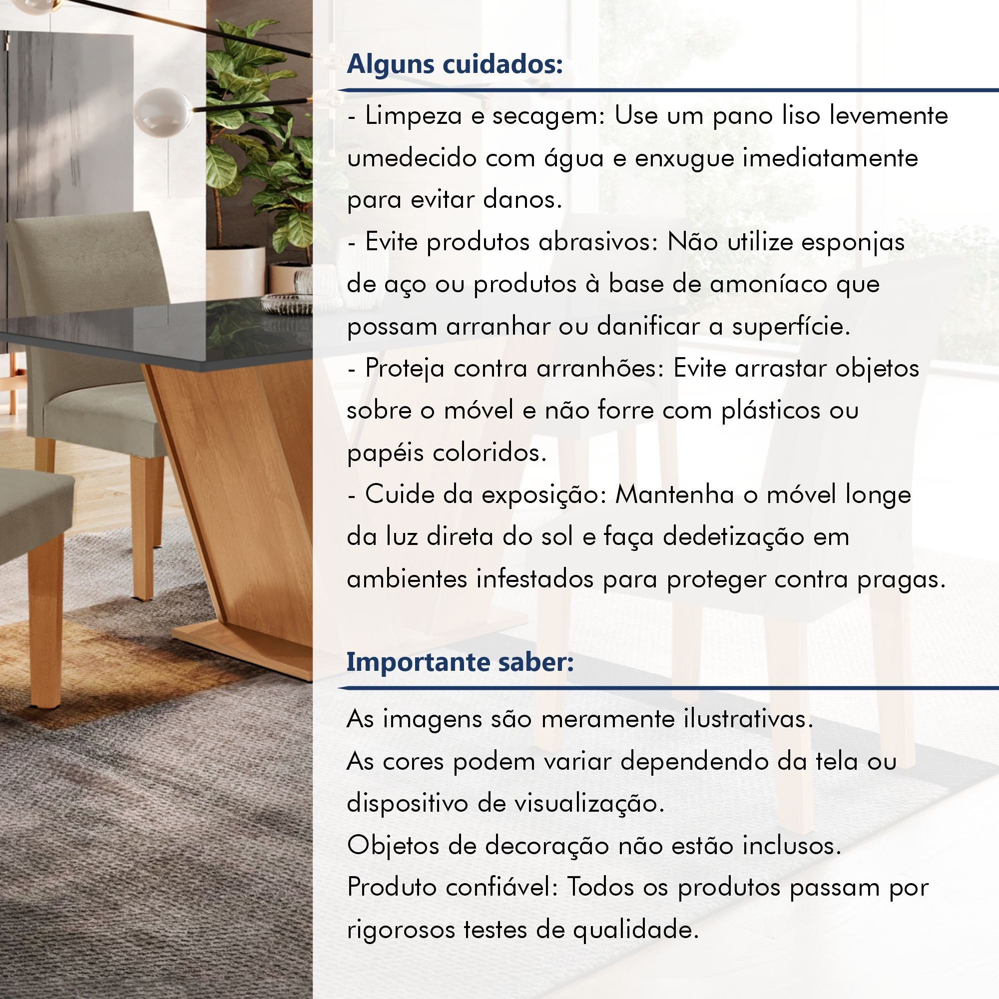 Conjunto Sala de Jantar Mesa 120x80cm Tampo MDF/Vidro com 4 Cadeiras Espanha Yescasa - 13