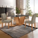 Ver imagem 1 de Conjunto Sala de Jantar Mesa 120x80cm Tampo MDF/Vidro com 4 Cadeiras Espanha Yescasa