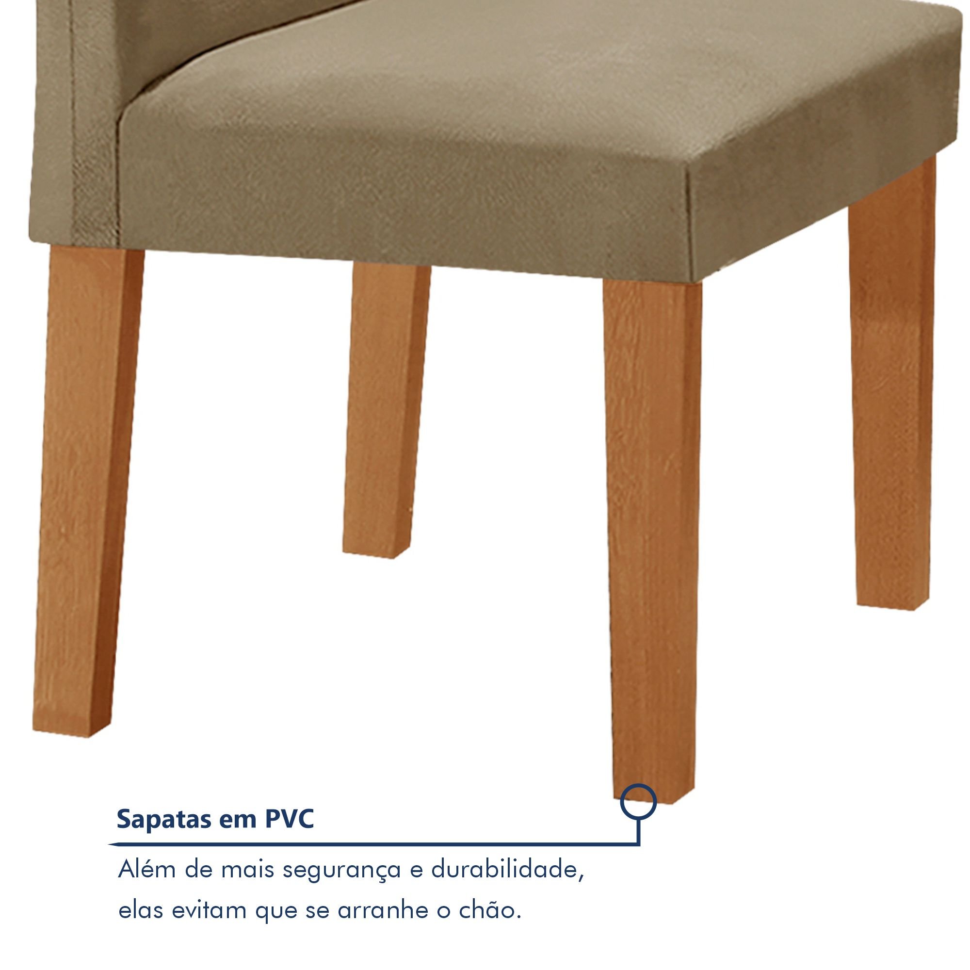 Conjunto Sala de Jantar Mesa 120x80cm Tampo MDF/Vidro com 4 Cadeiras Espanha Yescasa - 7