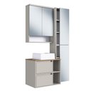 Ver imagem 1 de Conjunto Gabinete para Banheiro Suspenso 96cm com 4 Peças Iluminação em Led e Cuba Branca na Cor
