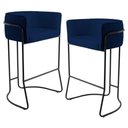 Ver imagem 1 de 2 Banquetas Base Aço Preto B-304 Veludo Azul Marinho Domi