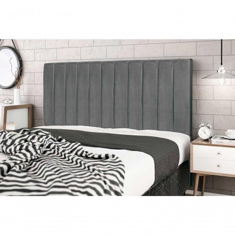 Cabeceira Casal Leblon 144cm Madeira Maciça Suede Cinza Jbe Móveis