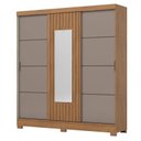 Ver imagem 1 de Guarda Roupa 3 Portas Deslizantes com Aplique Ripado 2 Gavetas e Pés em Abs Royal Nature Avelã - Hen