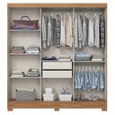 Ver imagem 2 de Guarda Roupa 3 Portas Deslizantes com Aplique Ripado 2 Gavetas e Pés em Abs Royal Nature Avelã - Hen