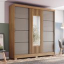 Ver imagem 5 de Guarda Roupa 3 Portas Deslizantes com Aplique Ripado 2 Gavetas e Pés em Abs Royal Nature Avelã - Hen