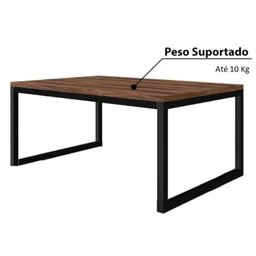 Mesa De Centro Decorativa Sala Industrial Retangular Ferro e Madeira - 8