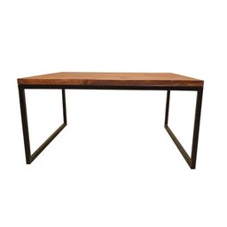 Mesa De Centro Decorativa Sala Industrial Retangular Ferro e Madeira - 4