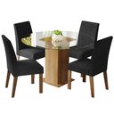 Ver imagem 2 de Conjunto Sala de Jantar Mesa Tampo de Vidro Redondo 4 Cadeiras Rustic/oxford Mile Madesa