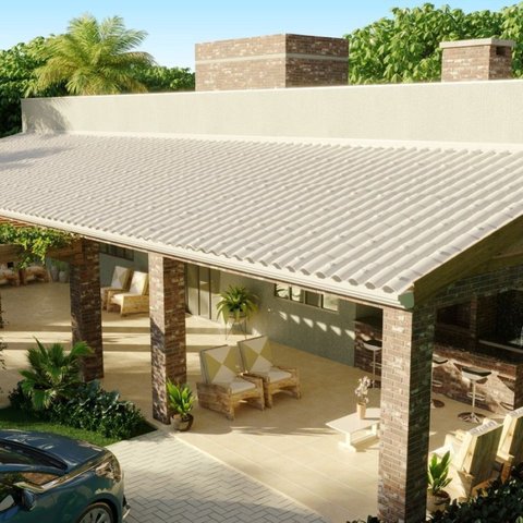 Telha Colonial PVC 2,30x0,86cm 5 Ondas Permatti Cinza