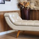 Ver imagem 3 de Puff Recamier Veneza 140cm para Quarto Casal em Linho Rústico Bege - Design Premium Larbelle