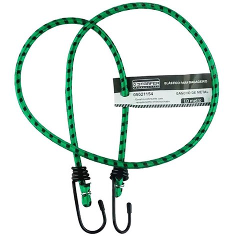 Elástico Bagageiro com Gancho Metal 1,0m Starfer Verde e Preto