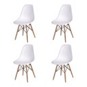 Ver imagem 1 de Kit 4 Cadeiras Jantar Eames Eiffel Pés de Madeira com Assento Branco
