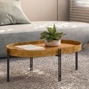 Ver imagem 1 de Mesa de Centro Bete 93cm no Couro Caramelo - Sallar Home