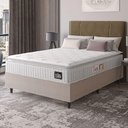 Ver imagem 5 de Cama Box Casal Colchão Espuma D45 Lazio Pillow Top 138x188x62cm Suede Branco/bege Hellen
