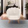 Poltrona Decorativa Pétala Pés Palito para Sala Quarto Veludo Bege Bz Home Decor - 1
