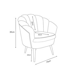 Poltrona Decorativa Pétala Pés Palito para Sala Quarto Veludo Bege Bz Home Decor - 4