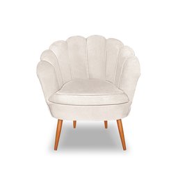 Poltrona Decorativa Pétala Pés Palito para Sala Quarto Veludo Bege Bz Home Decor - 3