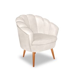 Poltrona Decorativa Pétala Pés Palito para Sala Quarto Veludo Bege Bz Home Decor - 2