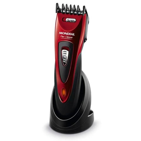 Máquina de Cortar Cabelo Mondial Flex Clipper Lâminas em Aço Inox 10w Vermelho/preto Bivolt - Cr-