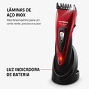 Ver imagem 3 de Máquina de Cortar Cabelo Mondial Flex Clipper Lâminas em Aço Inox 10w Vermelho/preto Bivolt - Cr-