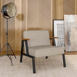 Poltrona Decorativa Coimbra Preto/cinamomo/bege - Móveis Arapongas Preto Fosco/cin/suede Bege - 2