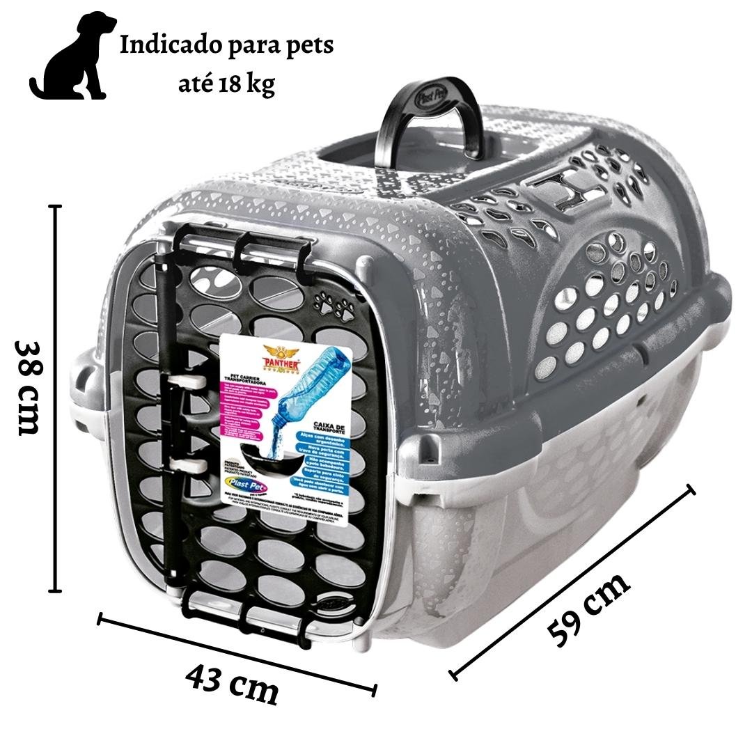 Caixa Transporte Panther N4 Taupe Sem Bebedouro Plast Pet - 2