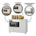 Ver imagem 4 de Balcão Cozinha para Forno Micro-ondas Multiuso Liz 03 Portas Branco - Desk Design