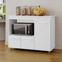 Ver imagem 3 de Balcão Cozinha para Forno Micro-ondas Multiuso Liz 03 Portas Branco - Desk Design