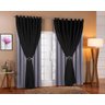 Cortina De Voil C/ Forro Blackout Tecido 5,00x2,20 Sala E Quarto Cinza/Preto - 1
