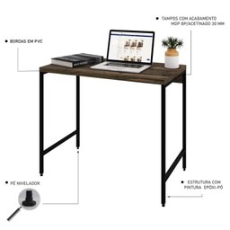 Escrivaninha Estilo Industrial 90cm Active Yescasa - 4
