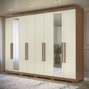 Ver imagem 6 de Guarda Roupa Casal 8 Portas 4 Gavetas Master New com Espelho e Pés Jatobá Areia Acetinado - Santos a