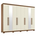 Ver imagem 1 de Guarda Roupa Casal 8 Portas 4 Gavetas Master New com Espelho e Pés Jatobá Areia Acetinado - Santos a