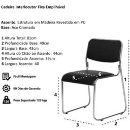 Cadeira Escritório Fixa Auditório Hotel Auditório Hotel Interlocutor Dubai - 6