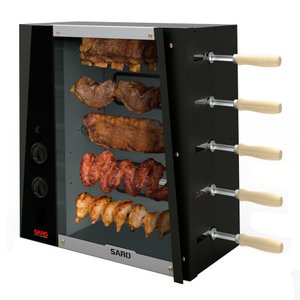Churrasqueira Elétrica Rotativa Saro 5 Espetos em Aço Inox