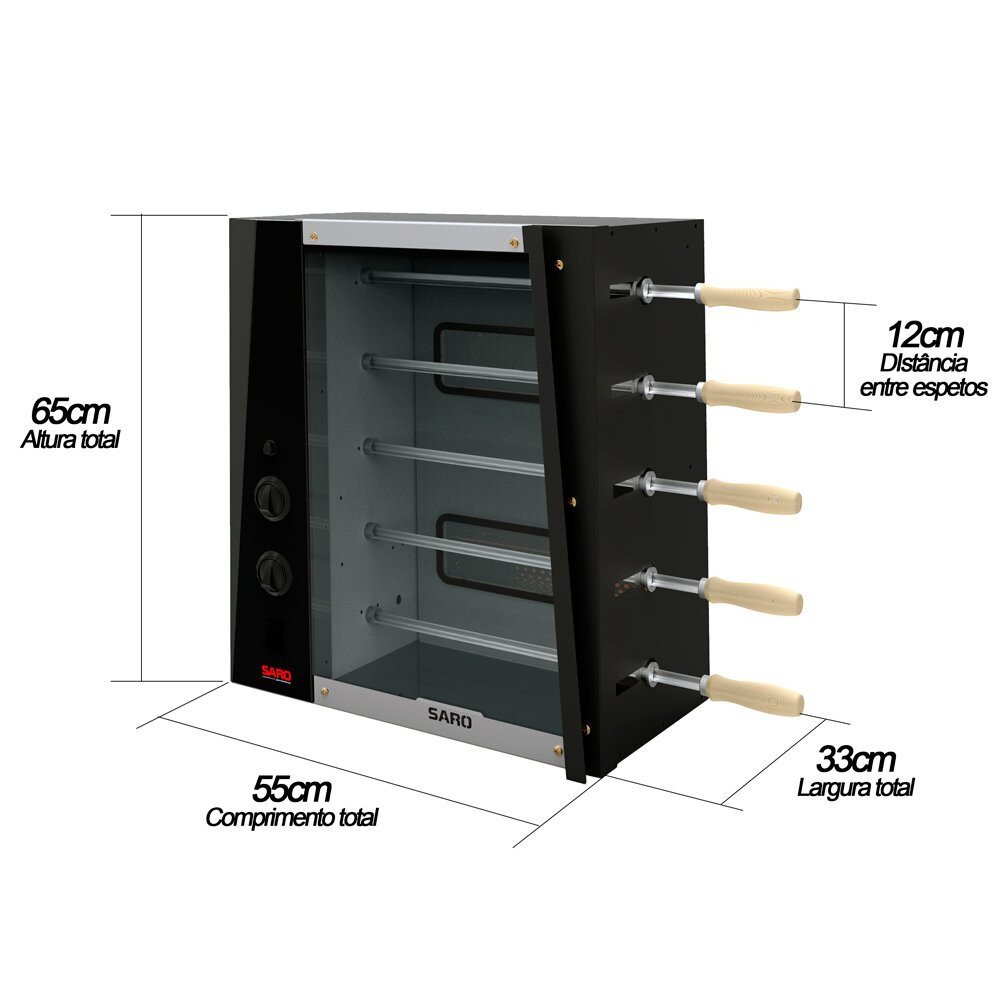 Churrasqueira Elétrica Rotativa Saro 5 Espetos em Aço Inox - 3