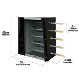 Churrasqueira Elétrica Rotativa Saro 5 Espetos em Aço Inox - 3