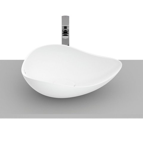 Cuba de Apoio Oval 54x37,5cm Ruy Ohtake Roca Branco/Brilhante