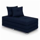 Ver imagem 2 de Puff Cama Dobravel Casal 130cm com Rodizios e Almofadas Cor: Linho Blue Jeans