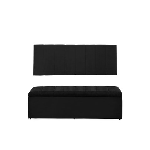 Kit Cabeceira e Calçadeira Vitoria 120 cm Suede Preto