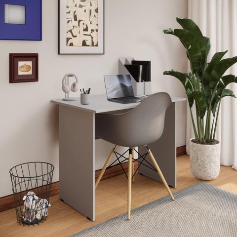 Mesa Retangular New City 1 Cadeira MDP 90cm Cinza Cristal