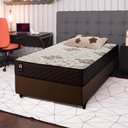 Ver imagem 1 de Conjunto Cama Box Solteiro c/ Molas Ensacadas Allura Marrom 88x188x58