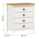 Ver imagem 2 de Cômoda 4 Gavetas Topázio 9101bf Branco Freijó Finestra