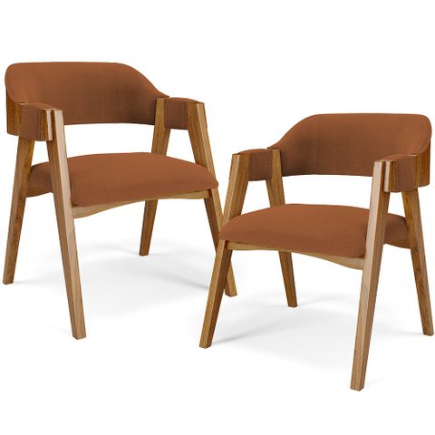 Kit 02 Cadeiras para Sala de Jantar e Estar Living Estofada Suran L02 Bouclê Terracota - Lyam Lyam D