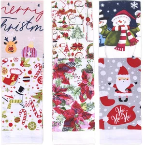 Kit 6 Pano Atoalhado de Copa Natalino Felpudo 38x63