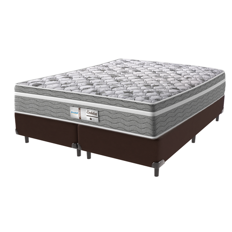 Cama Box Marrom e Colchão Queen Evolution Molas Ensacadas Probel