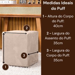 Capa de Puff Quadrado Avulsa Lisa Ajustável com Elástico - Tecido Veludo Suede Decoração Banquinho L - 4