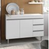 Balcão Gabinete de Pia Andréia 100cm Branco sem Tampo - Ajl Moveis - 3