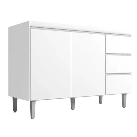 Balcão Gabinete de Pia Andréia 100cm Branco sem Tampo - Ajl Moveis