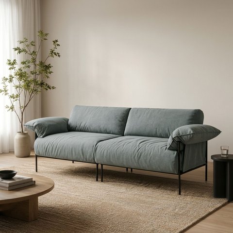 Sofá Living Modular Industrial 2 Lugares Basileia 240cm Yescasa Veludo Tx Cinza Grafite